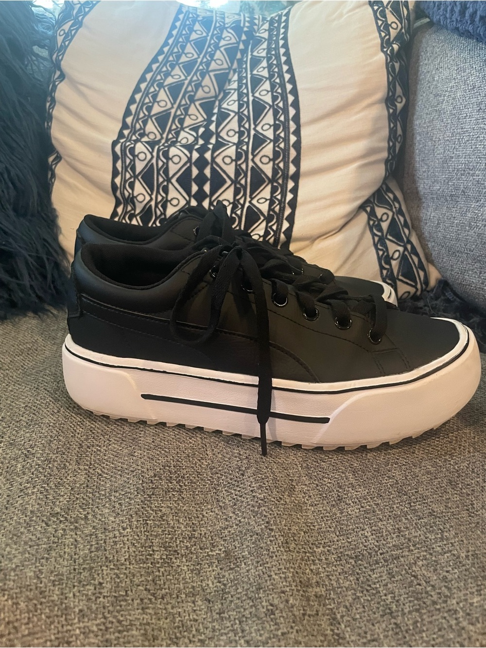 Puma Black and White Platform Sneakers